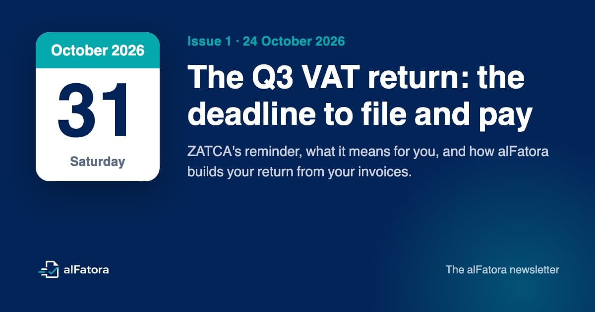 Calendar: Saturday 31 October 2026, the deadline to file and pay the Q3 return